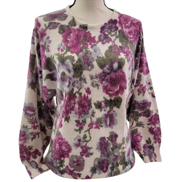 Jessica Roberts Women's Crew Neck Keyhole Floral Print Soft Sweater - Size Small - Picture 1 of 16